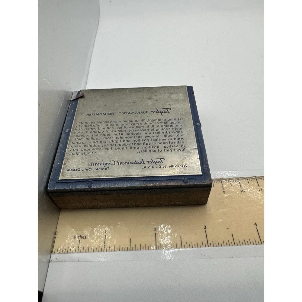 Vintage Taylor‎ Surfamark Thermometer Printer Block For Packaging
